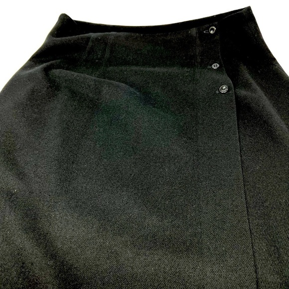 VTG Michele Black Wool Pencil Wrap Midi Length Skirt Size 13/14 14 Lined Career - Picture 13 of 15